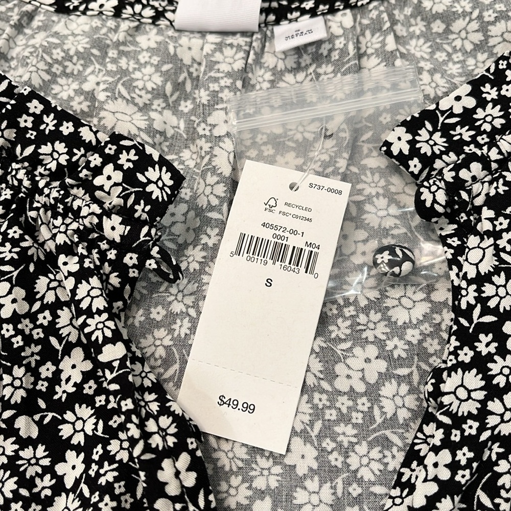 GAP Floral Print Puff Sleeve Ruffle Top/NWT/S - Picture 3 of 10